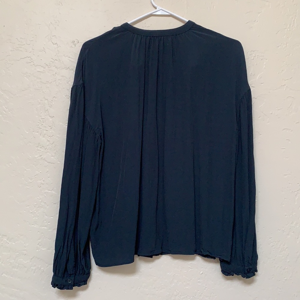Worn Once/Euc Something Navy Collarless Blouse - image 7